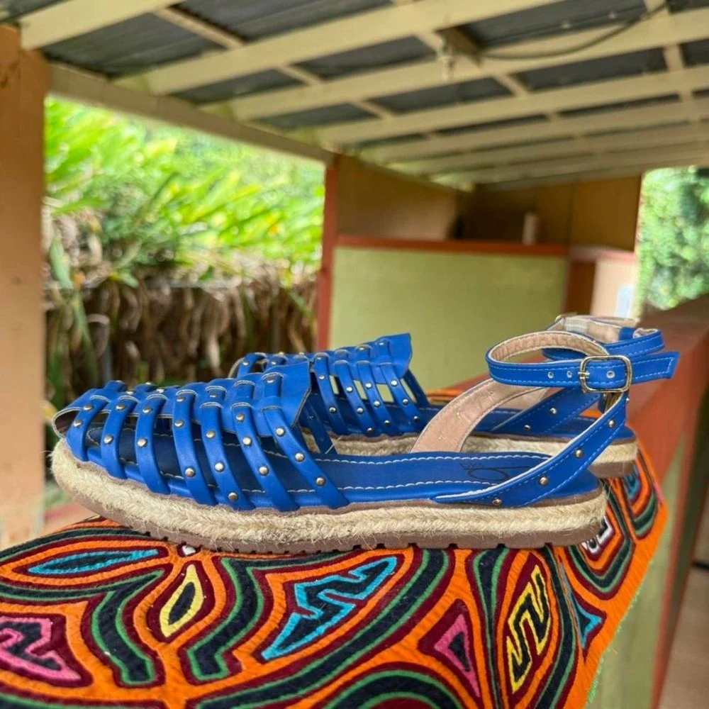 Bakers Blue Woven Espadrille Sandals Leather Ankle Strap‎ US 5 EUR 36 Brazil
